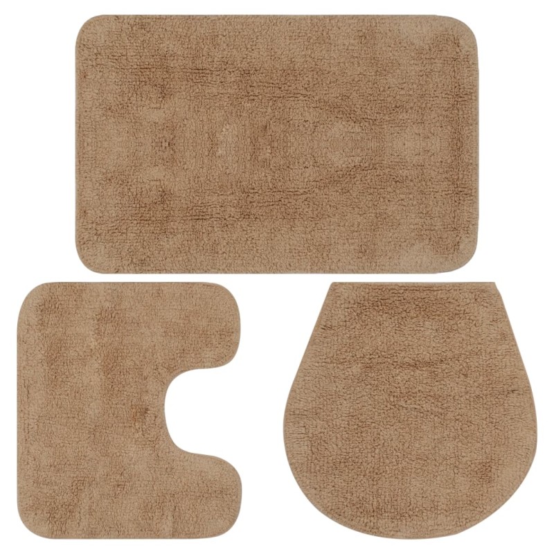 vidaXL Badematten-Set 3-tlg. Stoff Beige vidaXL Badematten-Set 3-tlg. Stoff Beige