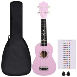 vidaXL Sopran-Ukulele-Set mit Tasche für Kinder Rosa 21"     