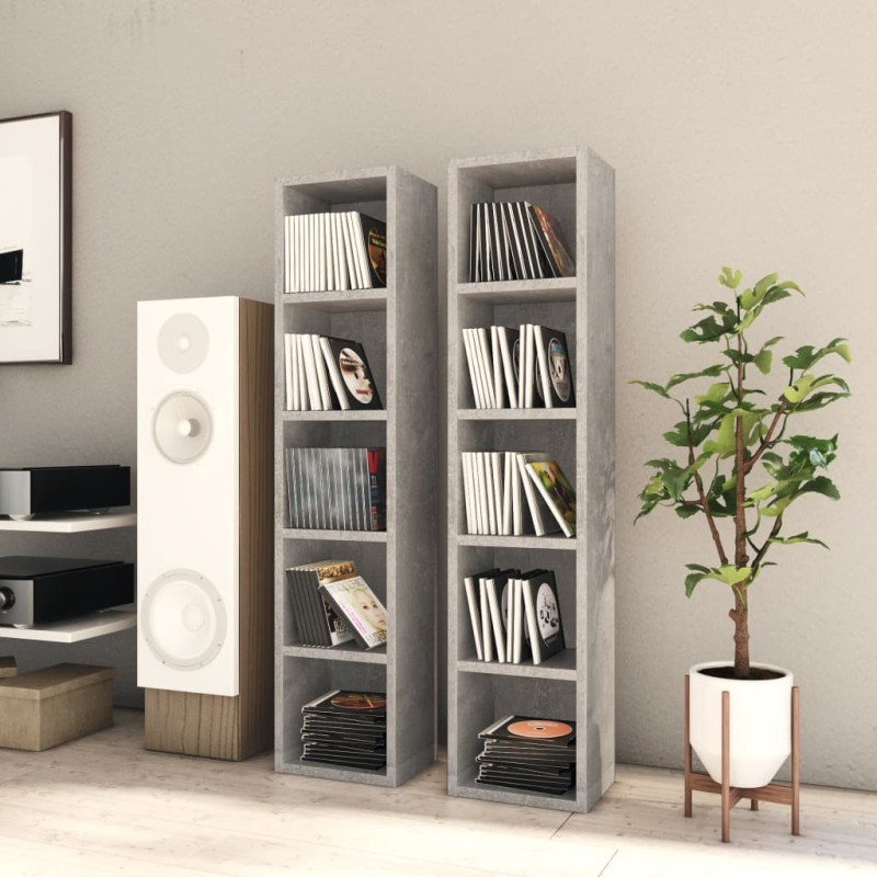 vidaXL CD-Regale 2 Stk. Betongrau 21x16x93,5 cm Holzwerkstoff vidaXL CD-Regale 2 Stk. Betongrau 21x16x93,5 cm Holzwerkstoff