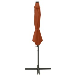 vidaXL Ampelschirm mit Mast und LED Terracotta-Rot 300 cm