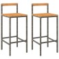 vidaXL Barhocker 2 Stk. Grau Poly Rattan und Massivholz Akazie vidaXL Barhocker 2 Stk. Grau Poly Rattan und Massivholz Akazie