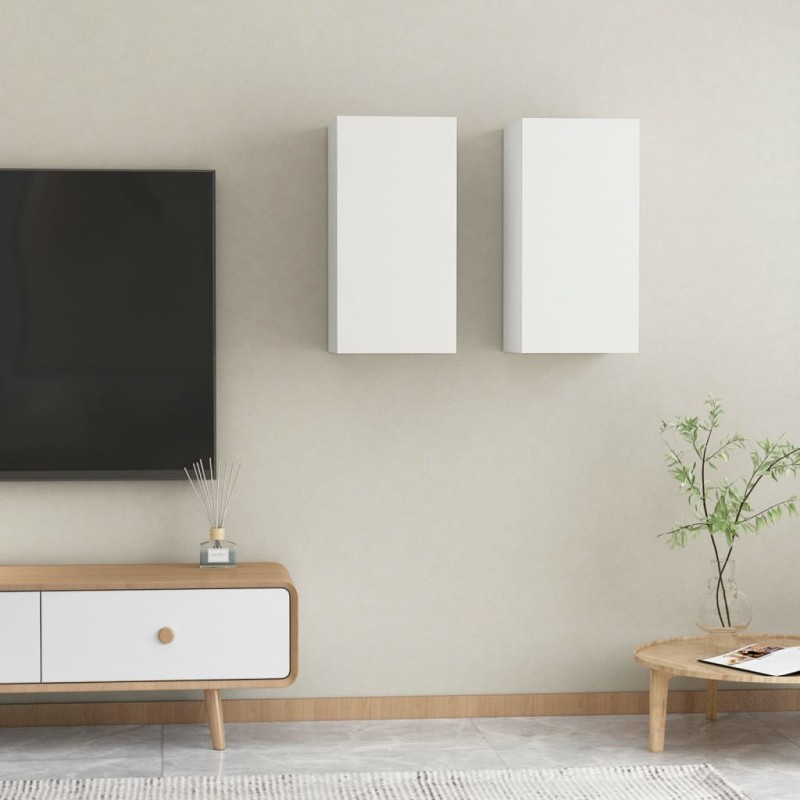 vidaXL TV-Schränke 2 Stk. Weiß 30,5x30x60 cm Holzwerkstoff vidaXL TV-Schränke 2 Stk. Weiß 30,5x30x60 cm Holzwerkstoff