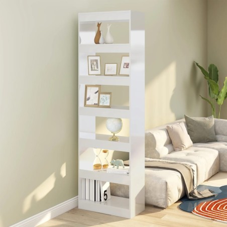 vidaXL Bücherregal/Raumteiler Hochglanz-Weiß 60x30x198cm