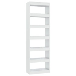 vidaXL Bücherregal/Raumteiler Hochglanz-Weiß 60x30x198cm