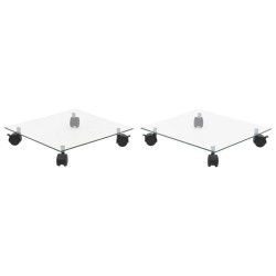 vidaXL Pflanzenständer mit Rollen 2 Stück Hartglas 35x35 cm Quadrat 