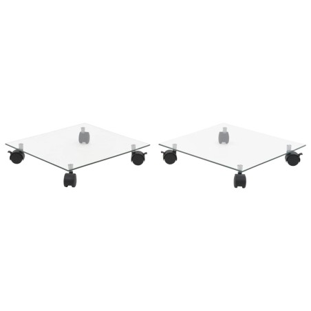 vidaXL Pflanzenständer mit Rollen 2 Stück Hartglas 35x35 cm Quadrat 
