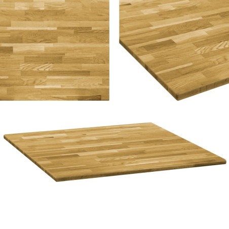 vidaXL Tischplatte Eichenholz Massiv Quadratisch 23 mm 80x80 cm 