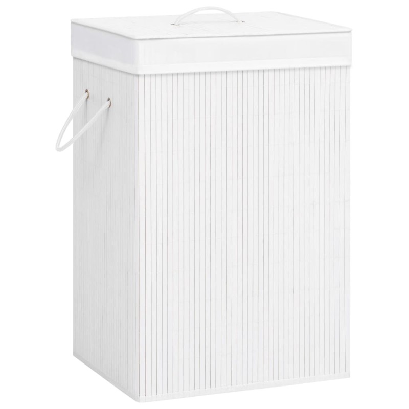 vidaXL Bambus-Wäschekorb mit 2 Fächern Weiß 72 L vidaXL Bambus-Wäschekorb mit 2 Fächern Weiß 72 L
