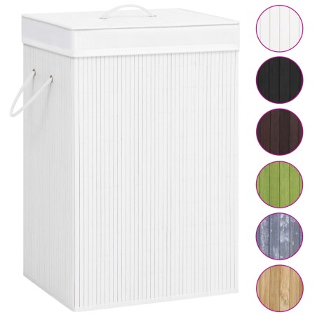 vidaXL Bambus-Wäschekorb mit 2 Fächern Weiß 72 L