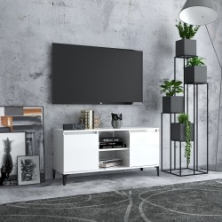 vidaXL TV-Schrank mit Metallbeinen Hochglanz-Weiß 103,5x35x50 cm