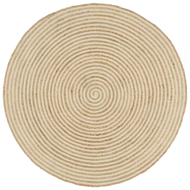 vidaXL Teppich Handgefertigt Jute mit Spiralen-Design Weiß 90 cm vidaXL Teppich Handgefertigt Jute mit Spiralen-Design Weiß 90 cm