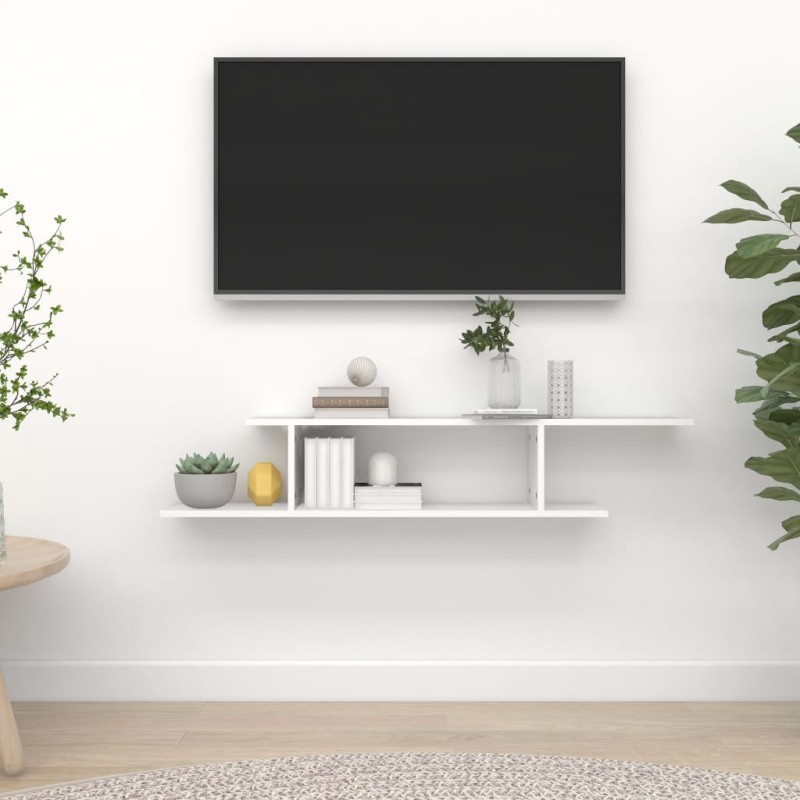 vidaXL TV-Wandregal Weiß 125x18x23 cm Holzwerkstoff vidaXL TV-Wandregal Weiß 125x18x23 cm Holzwerkstoff