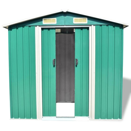 vidaXL Gartenschuppen Grün Metall 204 x 132 x 186 cm