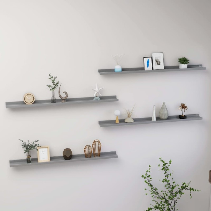 vidaXL Wandregale 4 Stk. Grau 100x9x3 cm vidaXL Wandregale 4 Stk. Grau 100x9x3 cm