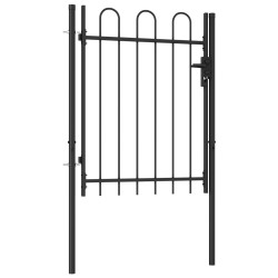 vidaXL Zauntor Einzelflügel Gewölbte Spitze Stahl 1 x 1,2 m Schwarz