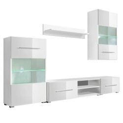 vidaXL Fünfteilige Wohnwand TV-Schrank mit LED-Beleuchtung Weiß