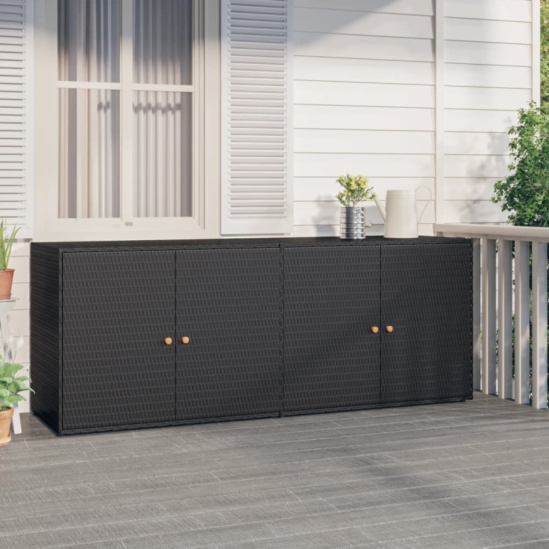 vidaXL Gartenschrank Schwarz 198x55,5x80 cm Poly Rattan vidaXL Gartenschrank Schwarz 198x55,5x80 cm Poly Rattan