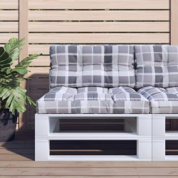 vidaXL Palettensofa-Kissen Grau Karomuster 70x40x10 cm