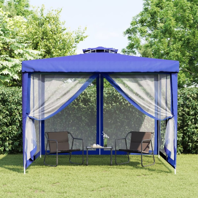 vidaXL Pavillon mit Doppeldach Blau 3x3x2,68 m Stoff vidaXL Pavillon mit Doppeldach Blau 3x3x2,68 m Stoff