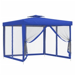 vidaXL Pavillon mit Doppeldach Blau 3x3x2,68 m Stoff