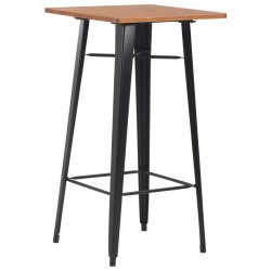 vidaXL Bartisch Schwarz 60×60×108 cm Kiefer Massivholz und Stahl