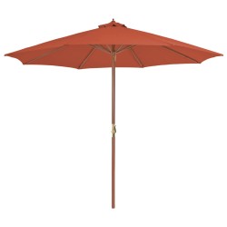vidaXL Sonnenschirm mit Holz-Mast 300 cm Terrakotta
