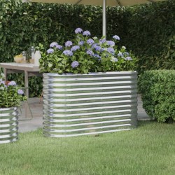 vidaXL Hochbeet Pulverbeschichteter Stahl 114x40x68 cm Silbern