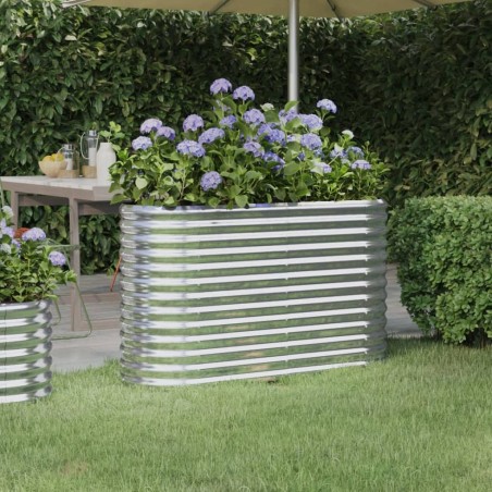 vidaXL Hochbeet Pulverbeschichteter Stahl 114x40x68 cm Silbern