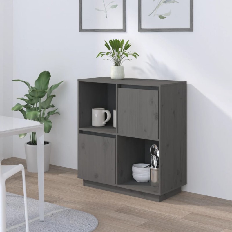 vidaXL Sideboard Grau 74x35x80 cm Massivholz Kiefer vidaXL Sideboard Grau 74x35x80 cm Massivholz Kiefer