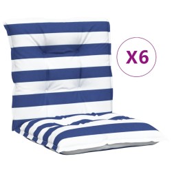 vidaXL Niedriglehner-Auflagen 6 Stk. Blau & Weiß Gestreift Stoff