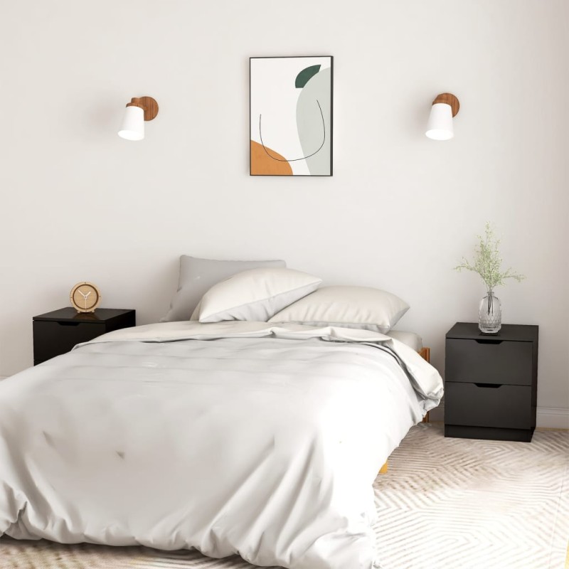 vidaXL Nachttische 2 Stk. Schwarz 40x40x50 cm Spanplatte vidaXL Nachttische 2 Stk. Schwarz 40x40x50 cm Spanplatte