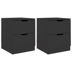 vidaXL Nachttische 2 Stk. Schwarz 40x40x50 cm Spanplatte