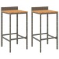 vidaXL Barhocker 2 Stk. Grau Poly Rattan und Massivholz Akazie vidaXL Barhocker 2 Stk. Grau Poly Rattan und Massivholz Akazie