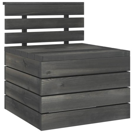 vidaXL Garten-Mittelsofa aus Paletten Massivholz Kiefer Dunkelgrau