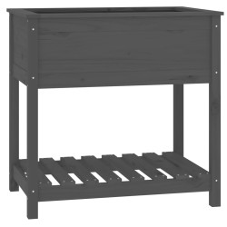 vidaXL Pflanzkübel mit Ablage Grau 82,5x54x81 cm Massivholz Kiefer