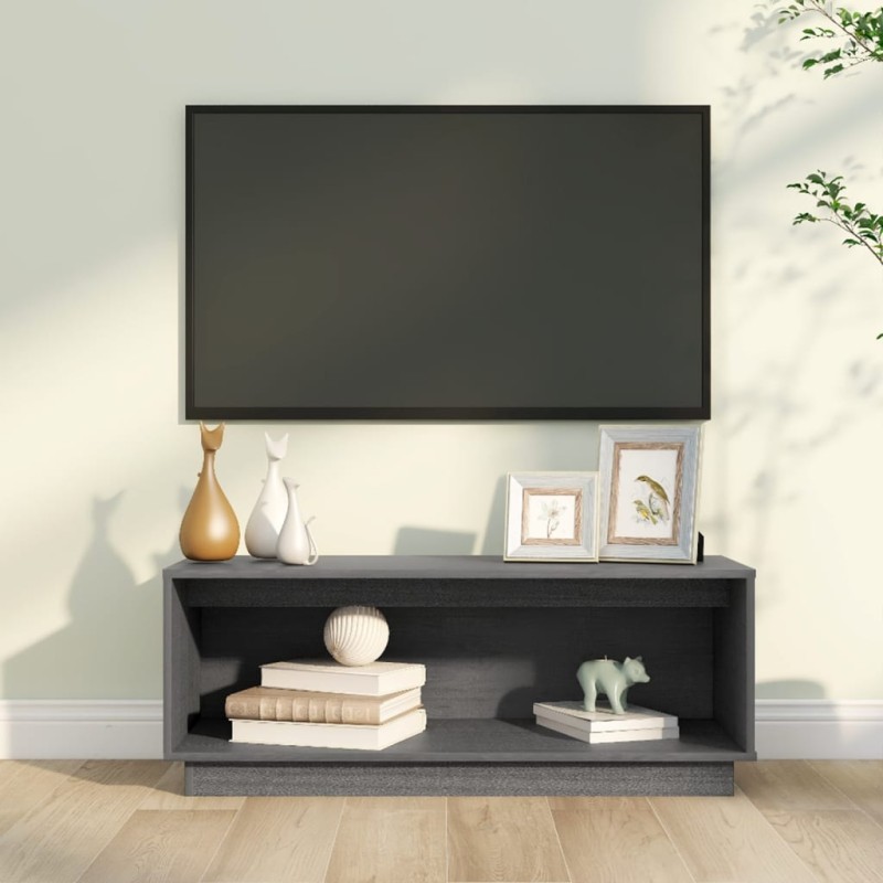 vidaXL TV-Schrank Grau 90x35x35 cm Massivholz Kiefer vidaXL TV-Schrank Grau 90x35x35 cm Massivholz Kiefer