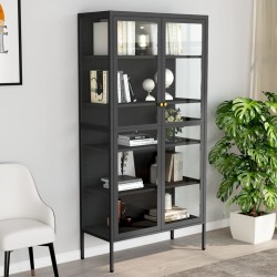 vidaXL Vitrine Anthrazit 90x40x180 cm Stahl und Gehärtetes Glas  