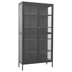 vidaXL Vitrine Anthrazit 90x40x180 cm Stahl und Gehärtetes Glas  