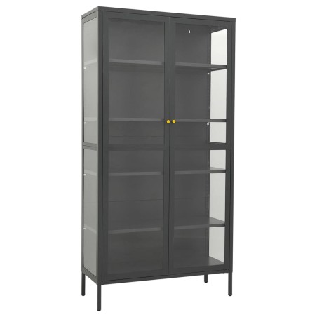 vidaXL Vitrine Anthrazit 90x40x180 cm Stahl und Gehärtetes Glas  