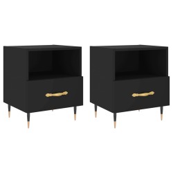 vidaXL Nachttische 2 Stk. Schwarz 40x35x47,5 cm Holzwerkstoff