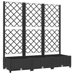 vidaXL Pflanzkübel mit Spalier Schwarz 120x40x121,5 cm PP