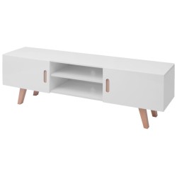 vidaXL TV-Schrank MDF 150 x 35 x 48,5 cm Hochglanz Weiß   