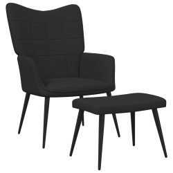 vidaXL Relaxsessel mit Hocker Schwarz Stoff 