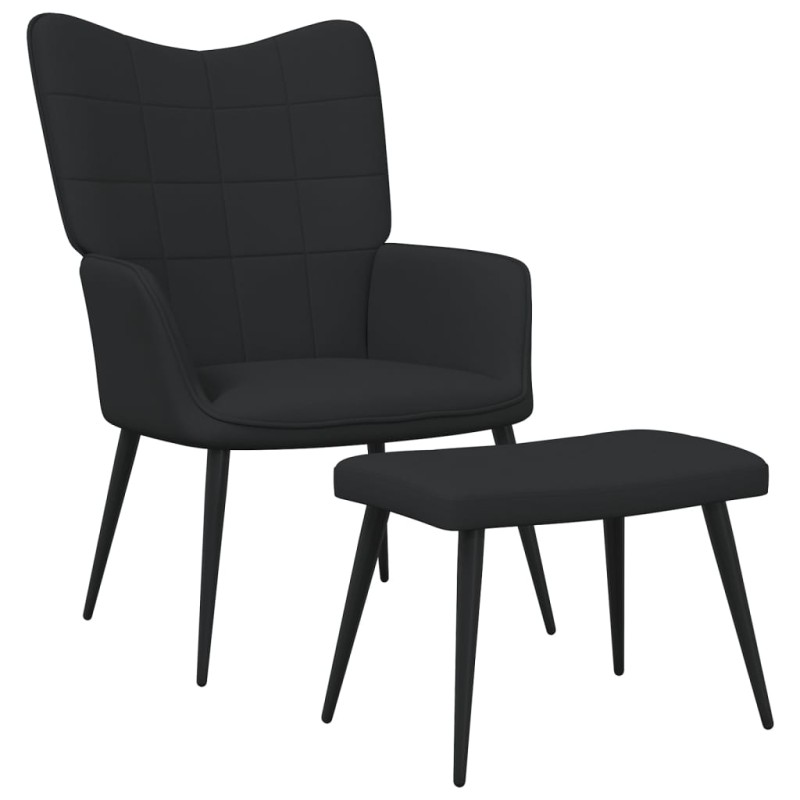 vidaXL Relaxsessel mit Hocker Schwarz Stoff vidaXL Relaxsessel mit Hocker Schwarz Stoff