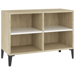 vidaXL TV-Schrank mit Metallbeinen Weiß Sonoma-Eiche 69,5x30x50 cm