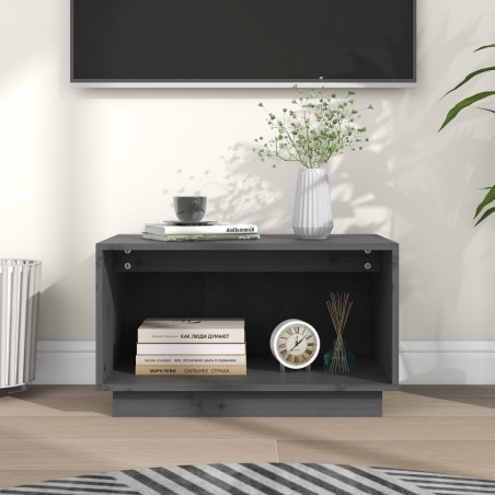 vidaXL TV-Schrank Grau 60x35x35 cm Massivholz Kiefer