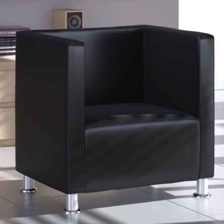 vidaXL Würfel-Sessel Schwarz Kunstleder