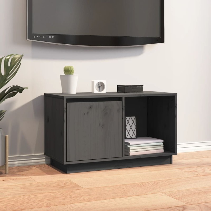 vidaXL TV-Schrank Grau 74x35x44 cm Massivholz Kiefer vidaXL TV-Schrank Grau 74x35x44 cm Massivholz Kiefer