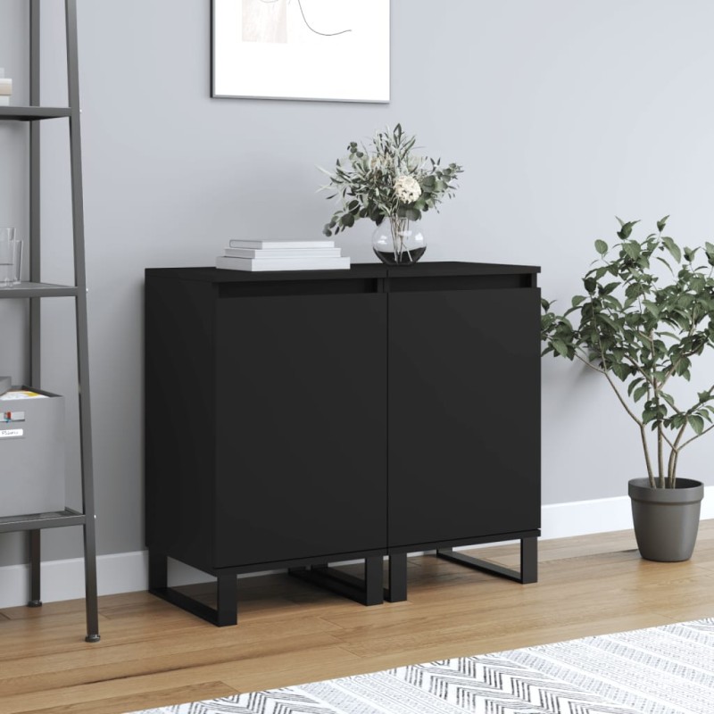 vidaXL Sideboards 2 Stk. Schwarz 40x35x70 cm Holzwerkstoff vidaXL Sideboards 2 Stk. Schwarz 40x35x70 cm Holzwerkstoff