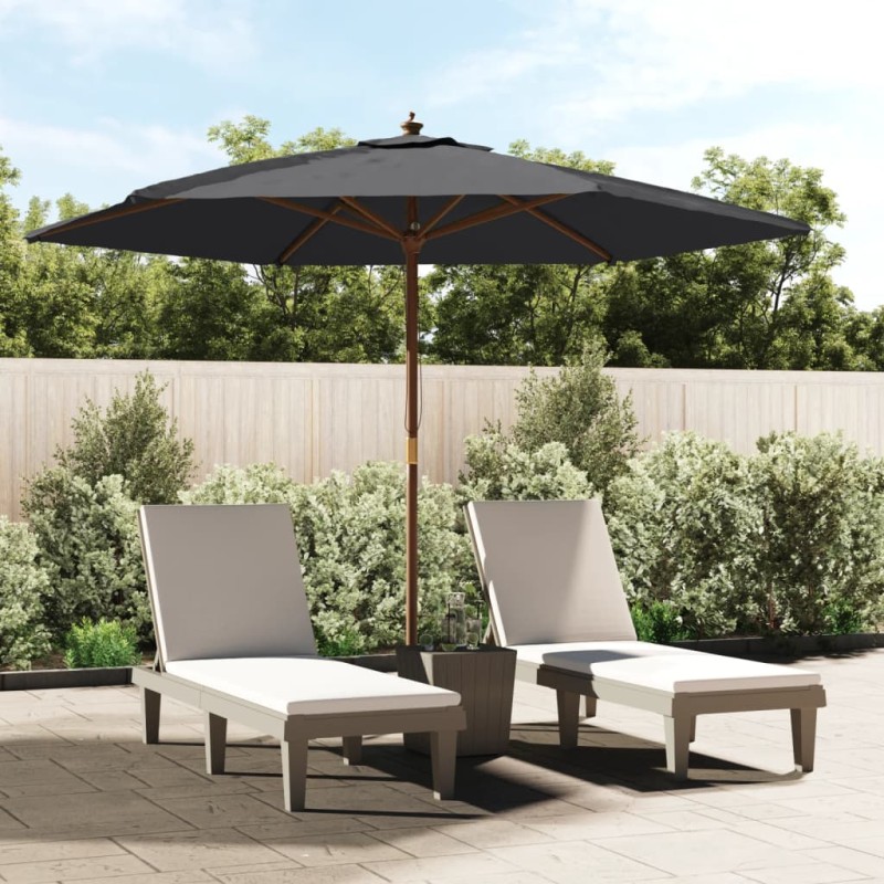 vidaXL Sonnenschirm mit Holzmast Schwarz 299x240 cm vidaXL Sonnenschirm mit Holzmast Schwarz 299x240 cm